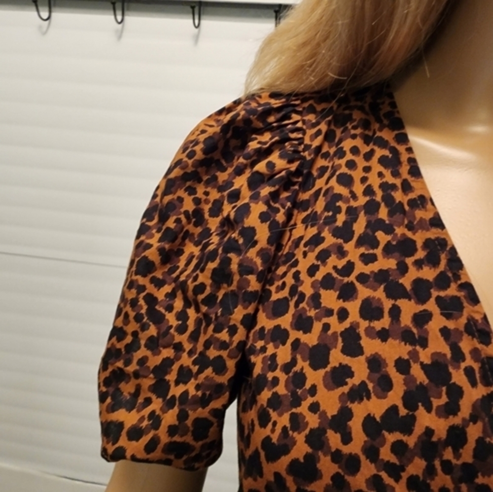 Madewell Flutter‎ Sleeve Leopard Wrap Dress Small - Picture 5 of 6